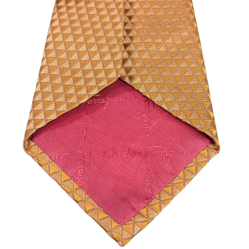 FERRAGAMO Geometric Pattern Silk Tie Brown
