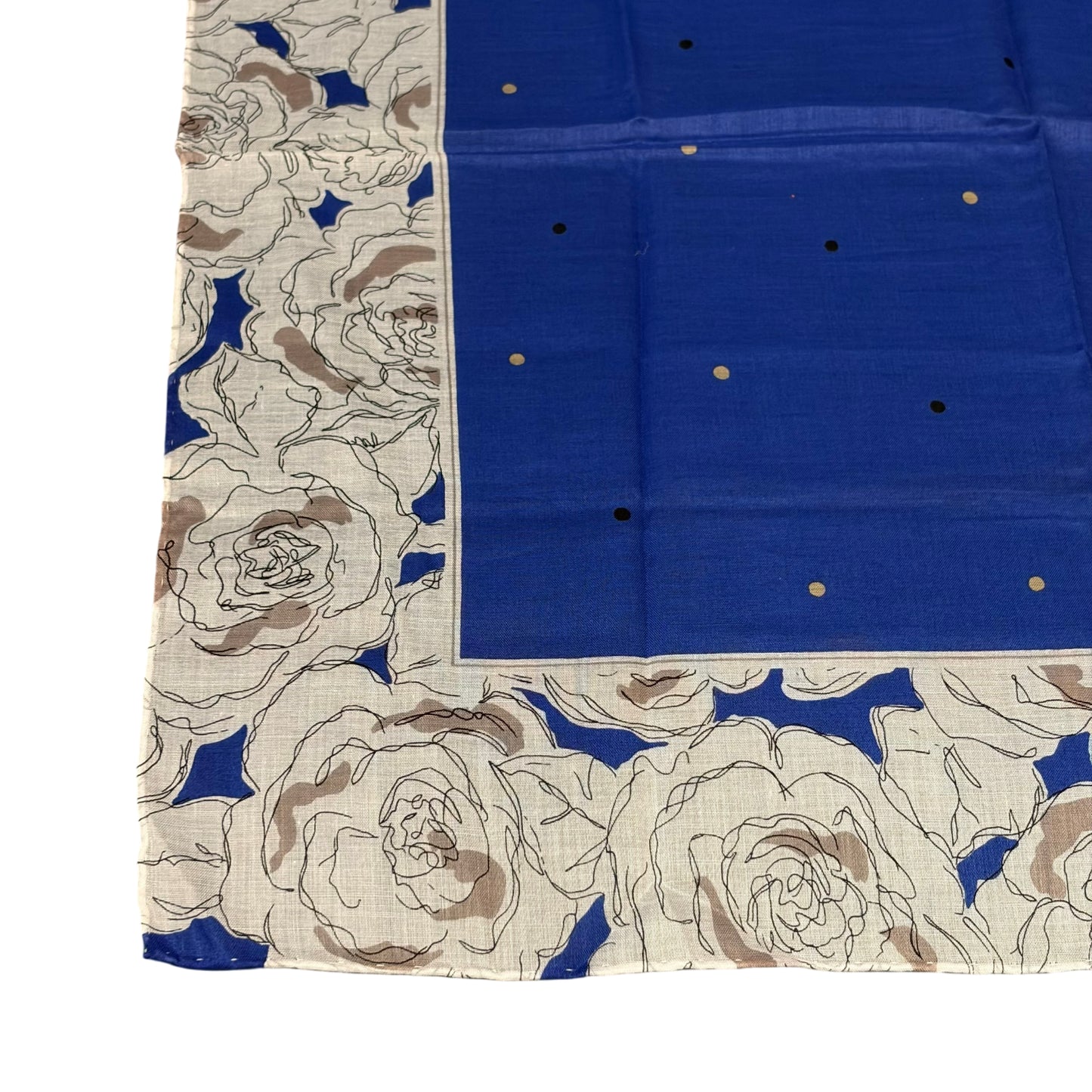 GIVENCHY Rose Print Polka Dot Cotton Handkerchief White/Blue