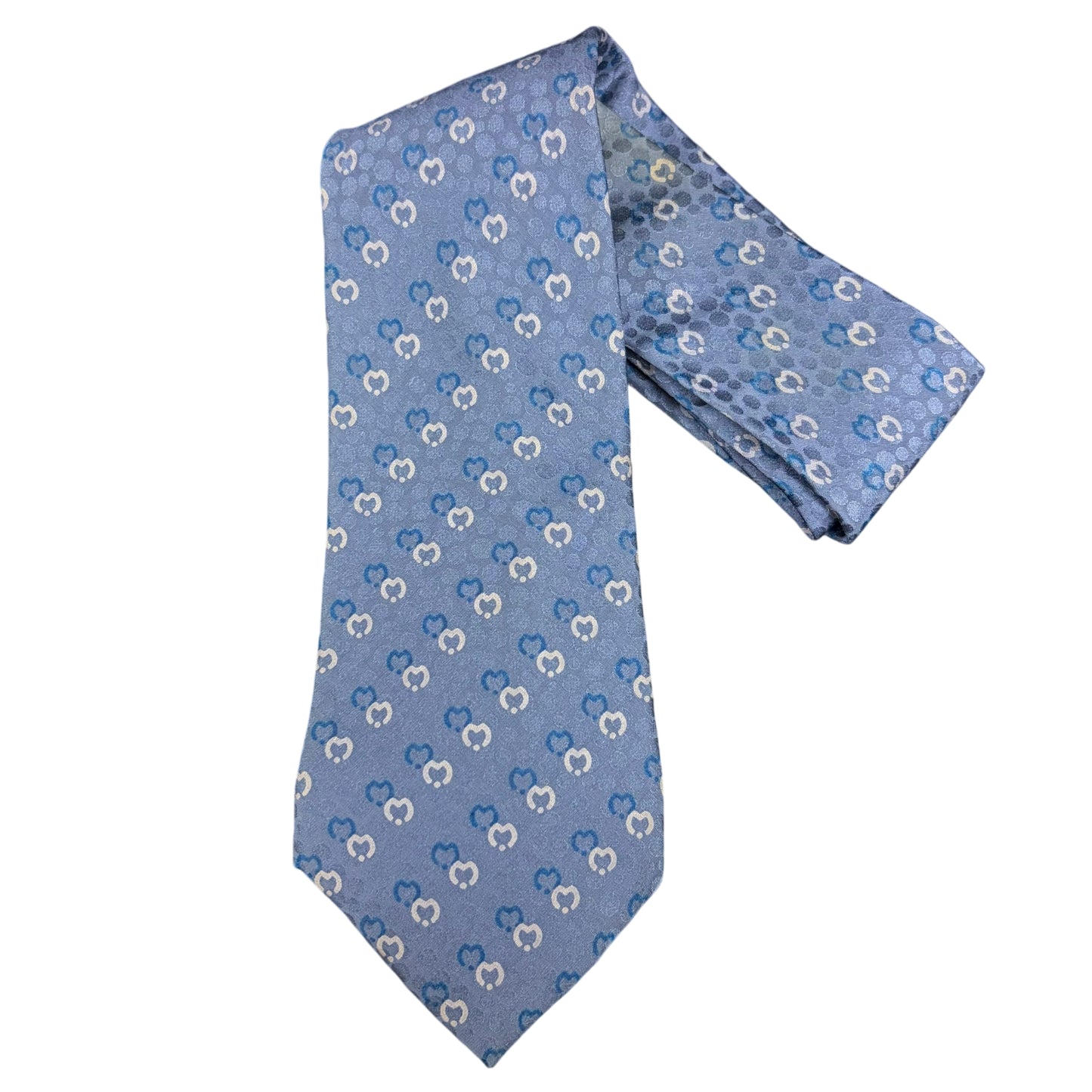 MILA SCHÖN Monogram Pattern Silk Tie Blue Gray