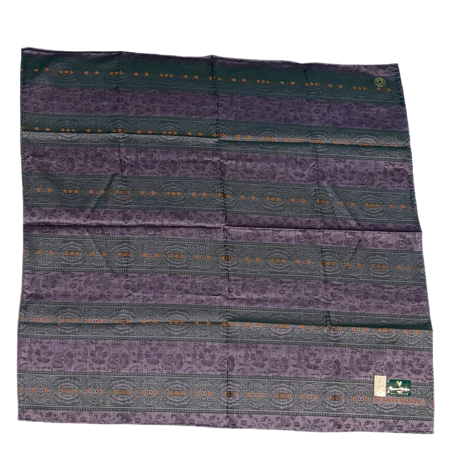 GIOVANNI VALENTINO Paisley Jacquard Silk Scarf Purple/Green
