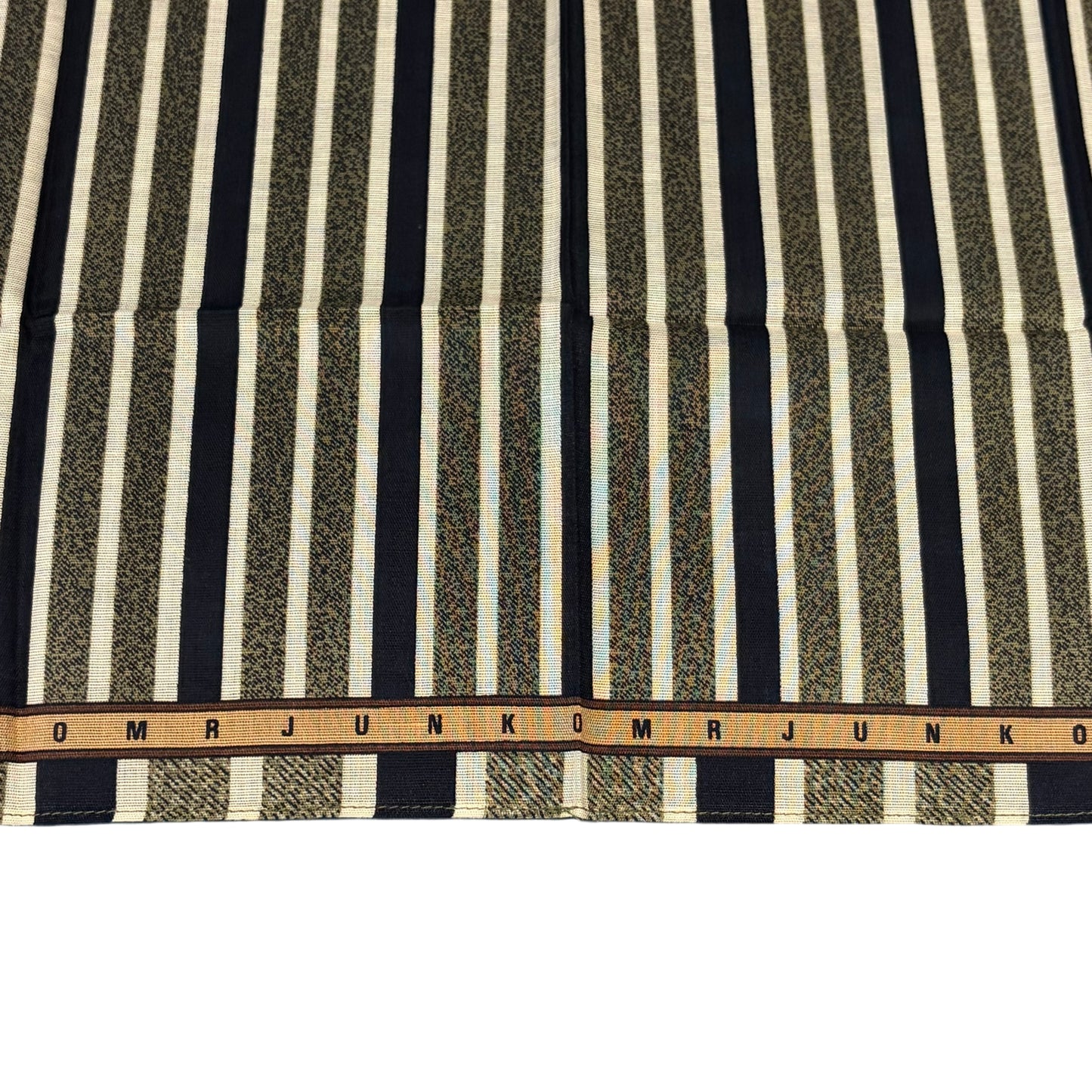 M.JUNKO Striped Silk Scarf Navy Beige JUNKO KOSHINO
