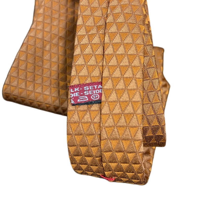 FERRAGAMO Geometric Pattern Silk Tie Brown