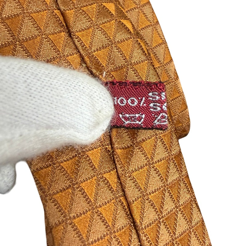 FERRAGAMO Geometric Pattern Silk Tie Brown
