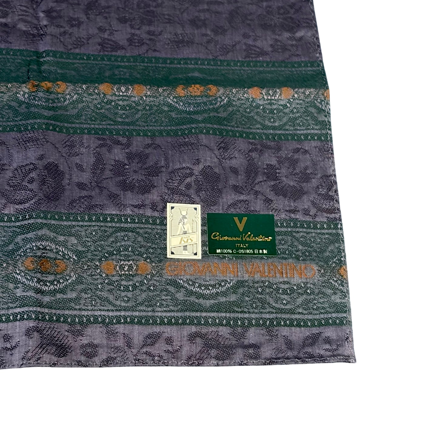 GIOVANNI VALENTINO Paisley Jacquard Silk Scarf Purple/Green