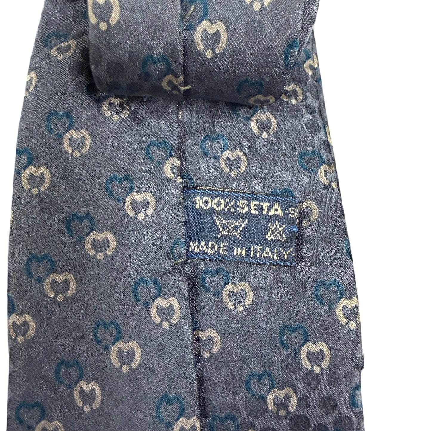 MILA SCHÖN Monogram Pattern Silk Tie Blue Gray
