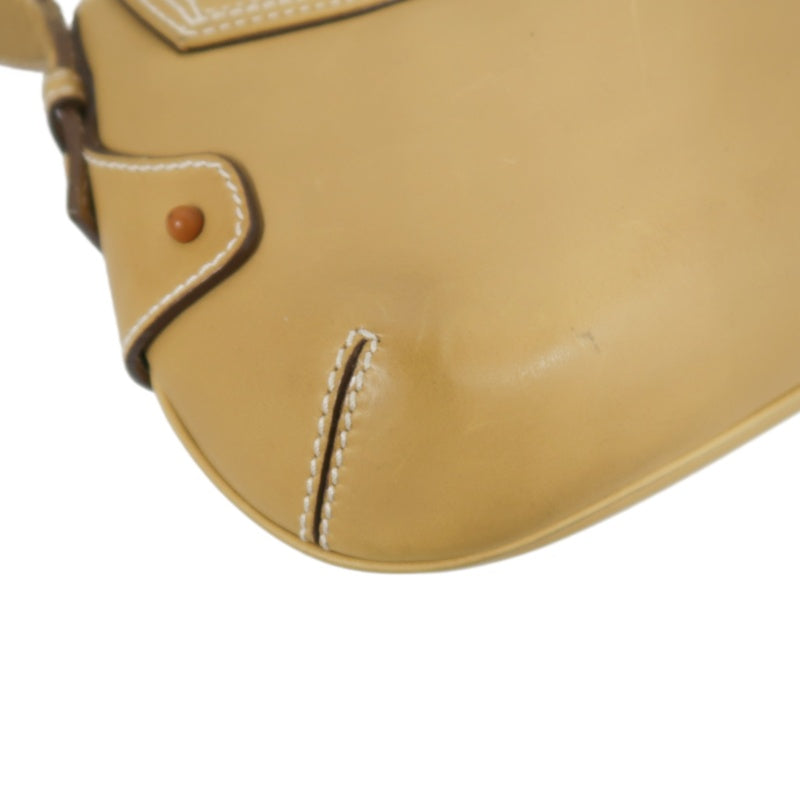 FERRAGAMO shoulder bag, calf leather, brown, milk tea color, cowhide leather