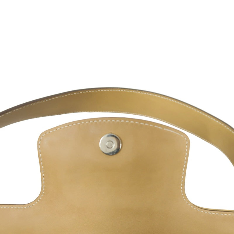 FERRAGAMO shoulder bag, calf leather, brown, milk tea color, cowhide leather