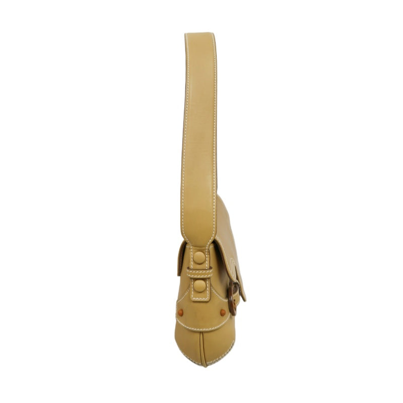 FERRAGAMO shoulder bag, calf leather, brown, milk tea color, cowhide leather