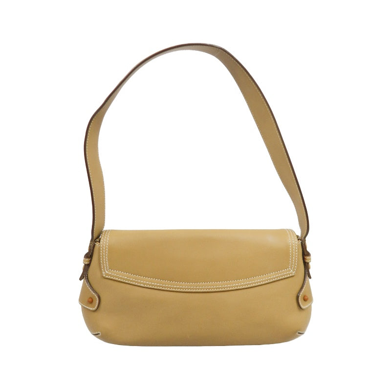 FERRAGAMO shoulder bag, calf leather, brown, milk tea color, cowhide leather