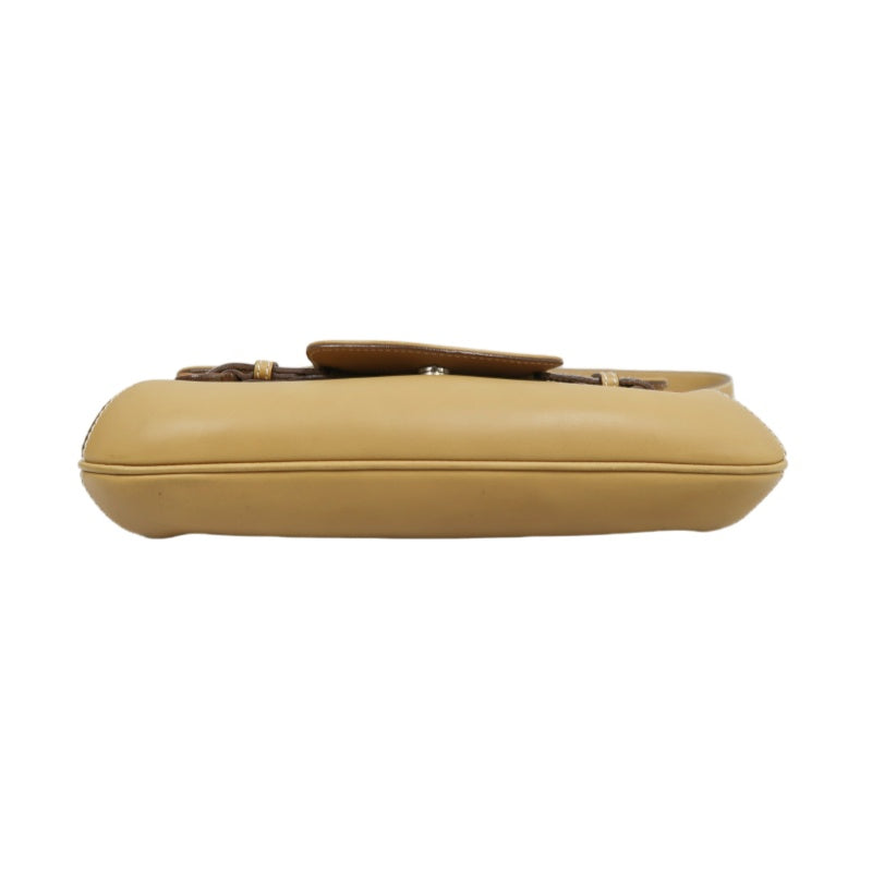 FERRAGAMO shoulder bag, calf leather, brown, milk tea color, cowhide leather