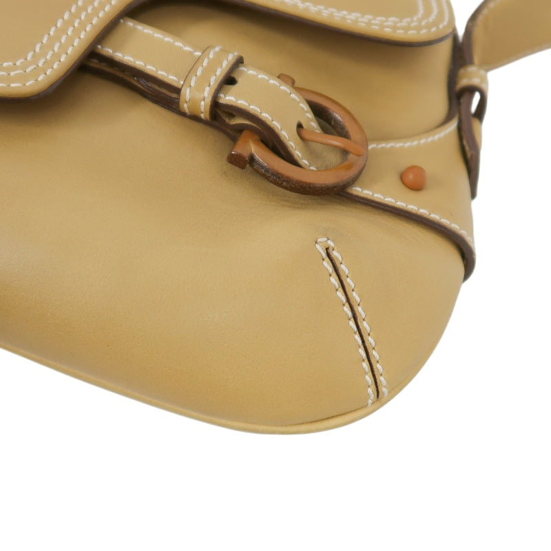 FERRAGAMO shoulder bag, calf leather, brown, milk tea color, cowhide leather