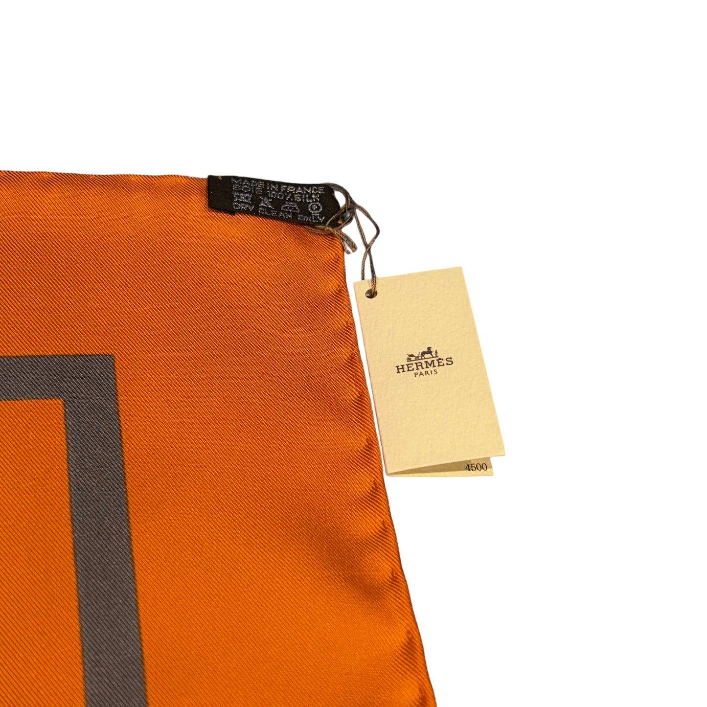 HERMES Paris Carré 90 Bolduc Ribbon Bow Print 100% Pure Silk Scarf Iconic Brand Orange Background Modern Minimalist Design Full Set Original Gift Box Timeless Luxury Accessory