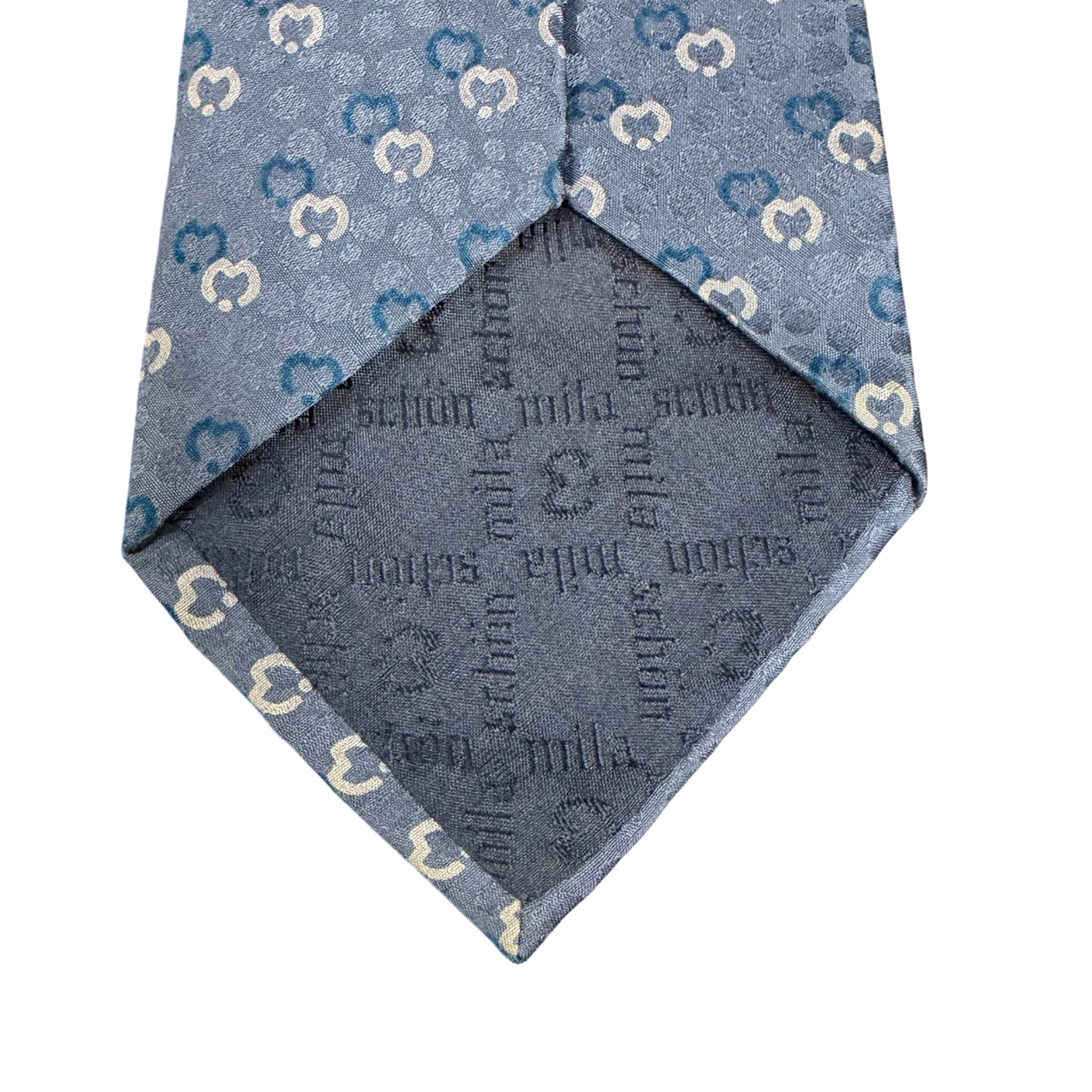 MILA SCHÖN Monogram Pattern Silk Tie Blue Gray