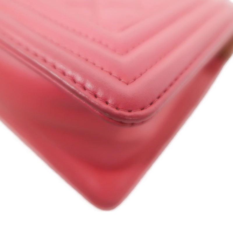 CHANEL Boy Shoulder Bag Lambskin Pink Gold Hardware