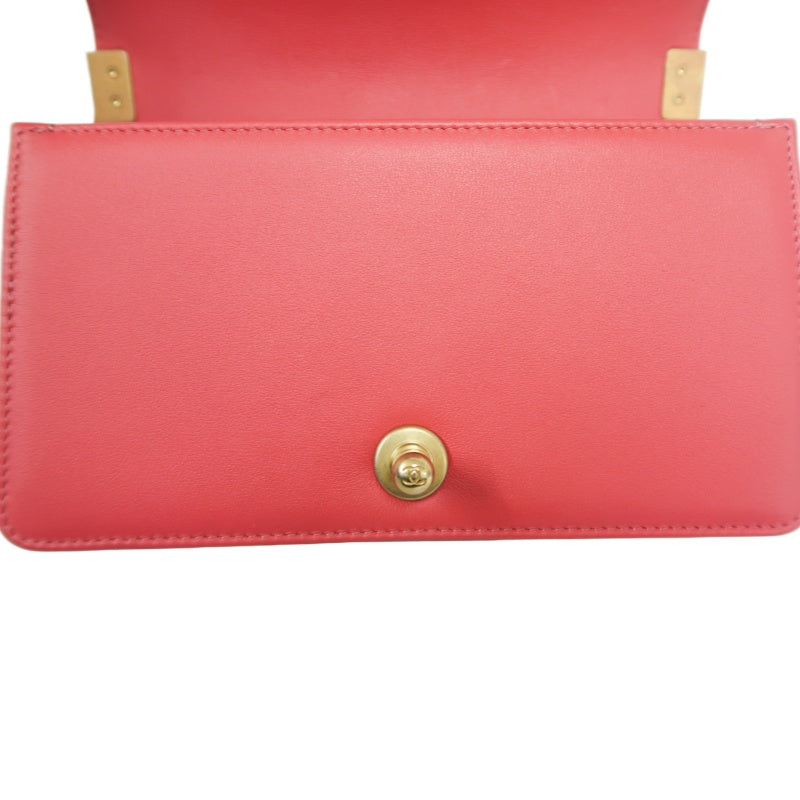 CHANEL Boy Shoulder Bag Lambskin Pink Gold Hardware