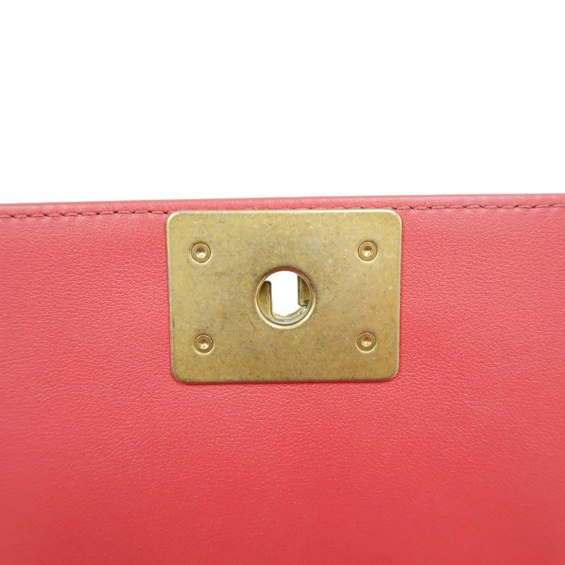 CHANEL Boy Shoulder Bag Lambskin Pink Gold Hardware