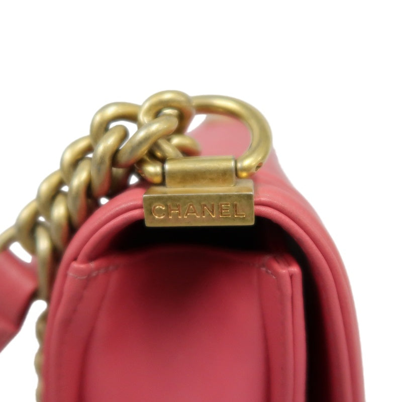CHANEL Boy Shoulder Bag Lambskin Pink Gold Hardware