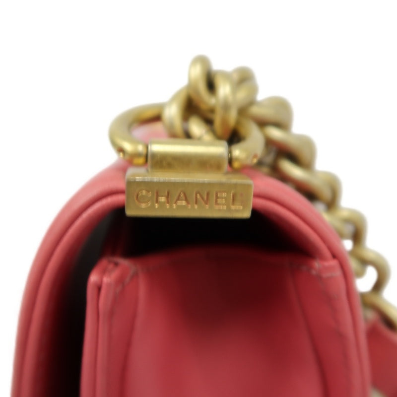 CHANEL Boy Shoulder Bag Lambskin Pink Gold Hardware
