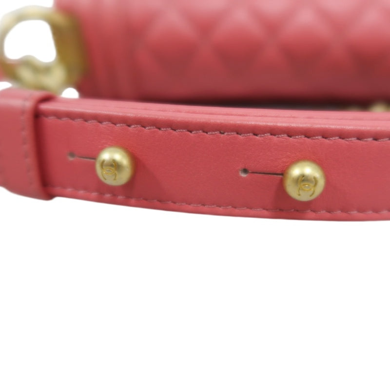 CHANEL Boy Shoulder Bag Lambskin Pink Gold Hardware
