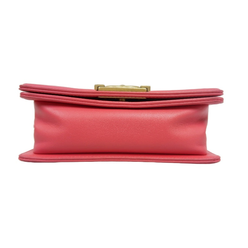 CHANEL Boy Shoulder Bag Lambskin Pink Gold Hardware