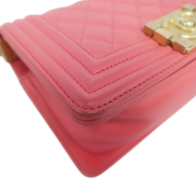 CHANEL Boy Shoulder Bag Lambskin Pink Gold Hardware