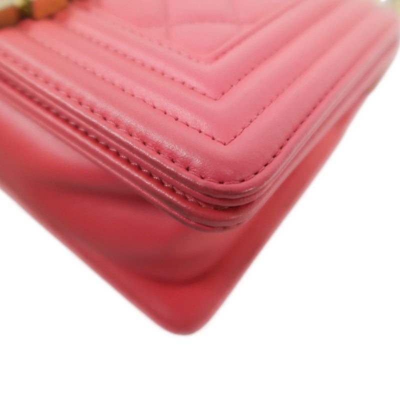 CHANEL Boy Shoulder Bag Lambskin Pink Gold Hardware