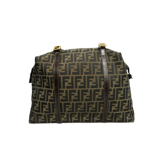 Fendi Zucca Canvas Tote Bag Brown Gold Hardware