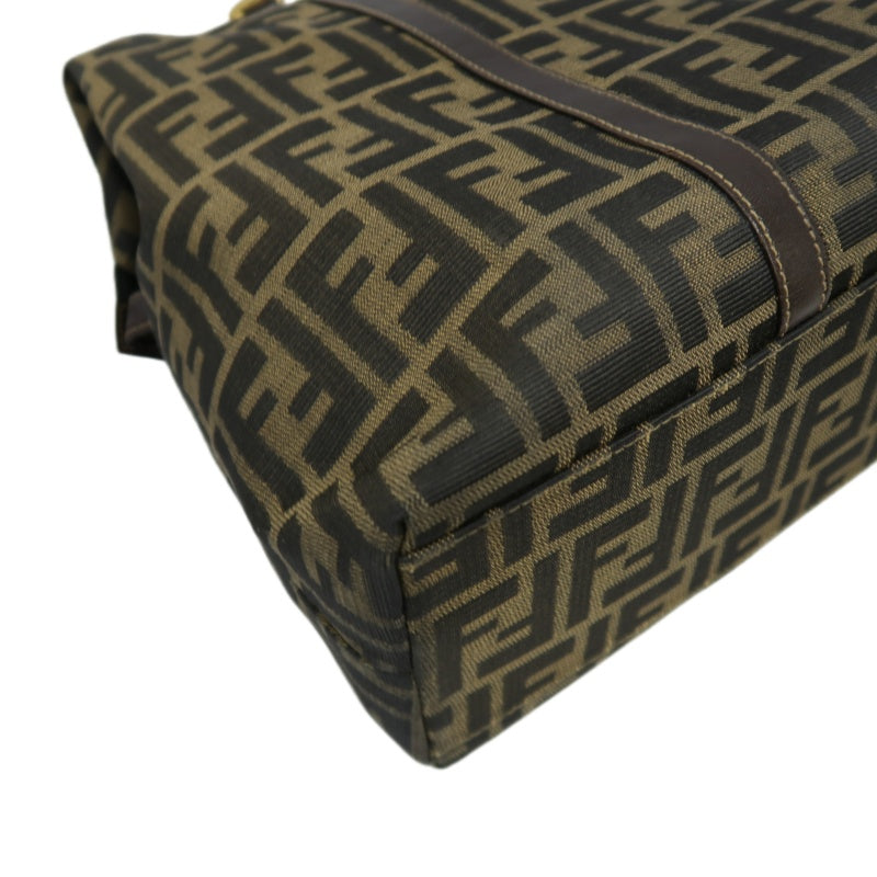 Fendi Zucca Canvas Tote Bag Brown Gold Hardware