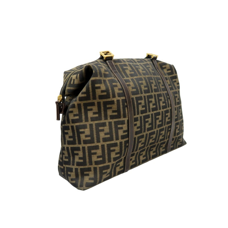 Fendi Zucca Canvas Tote Bag Brown Gold Hardware