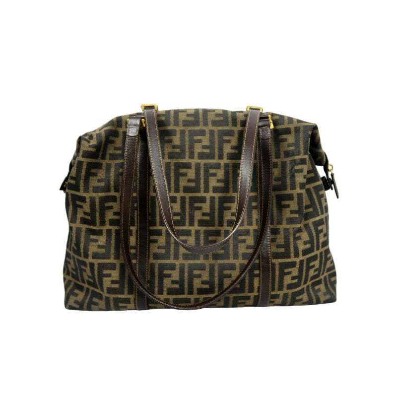 Fendi Zucca Canvas Tote Bag Brown Gold Hardware
