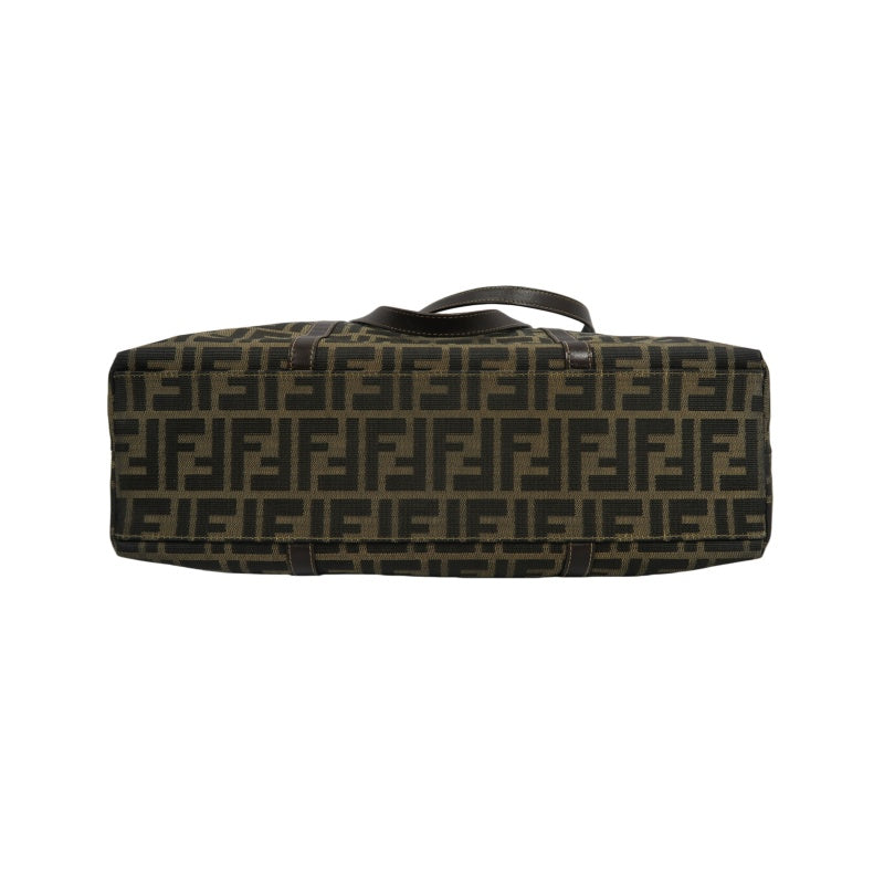 Fendi Zucca Canvas Tote Bag Brown Gold Hardware