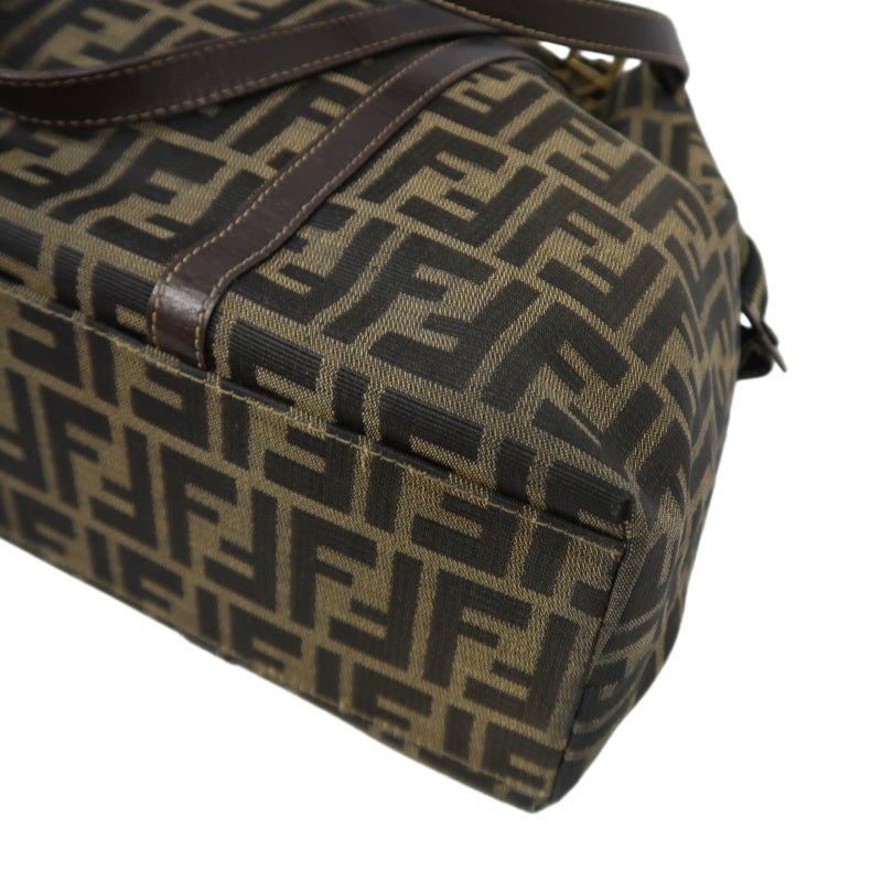 Fendi Zucca Canvas Tote Bag Brown Gold Hardware