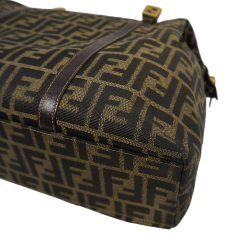 Fendi Zucca Canvas Tote Bag Brown Gold Hardware
