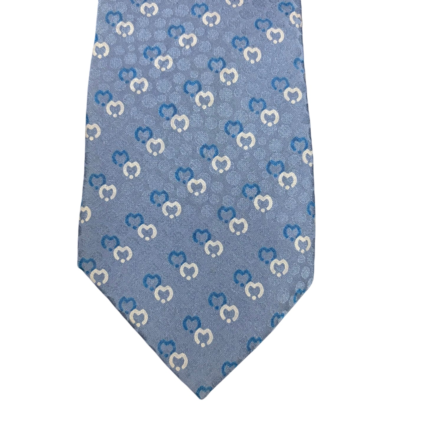 MILA SCHÖN Monogram Pattern Silk Tie Blue Gray