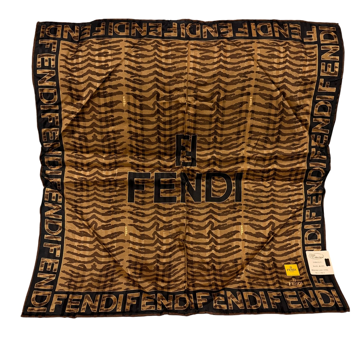 FENDI Zucca Silk Handkerchief Set Brown with Box
