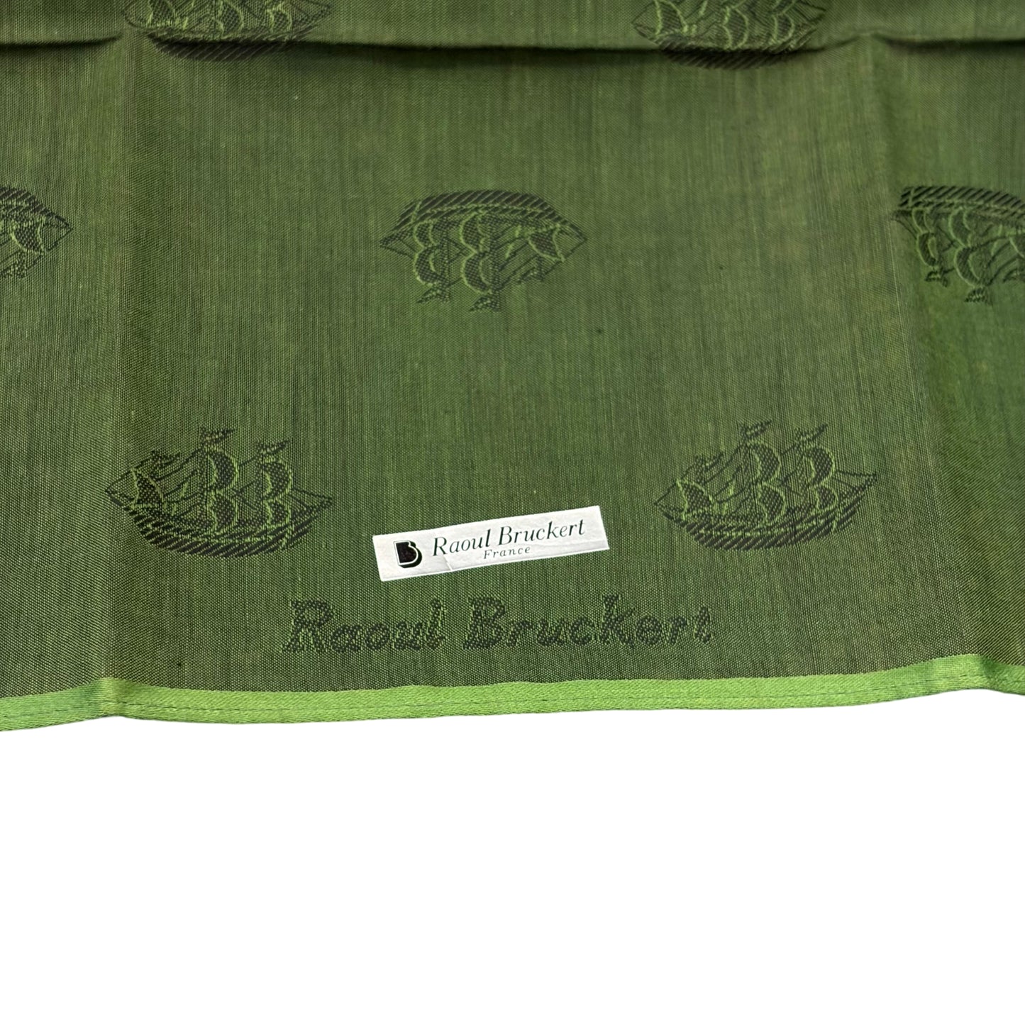 Raoul Bruckert Sailing Pattern Cotton Scarf Green