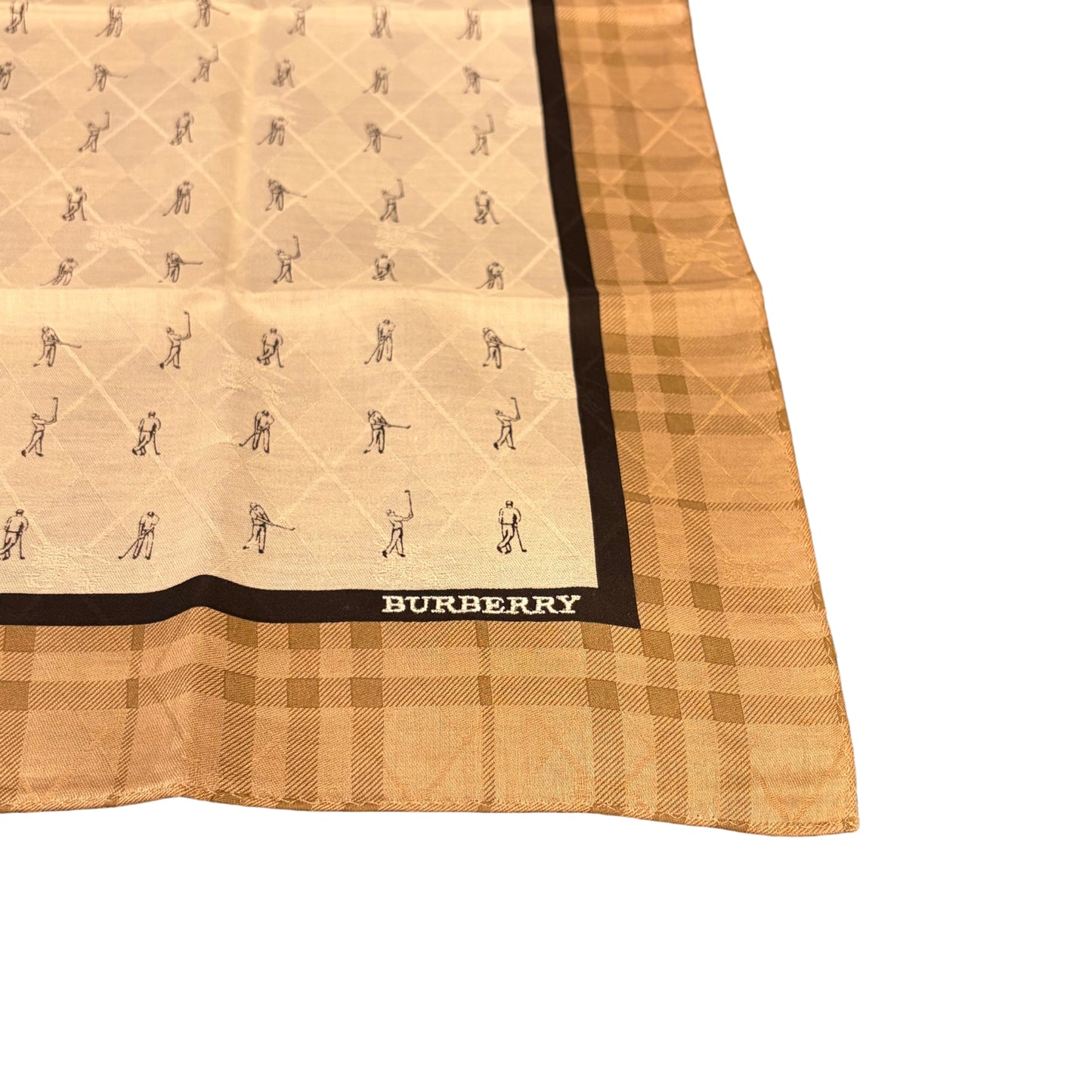 BURBERRY Nova Check Golf Motif Cotton Handkerchief Brown