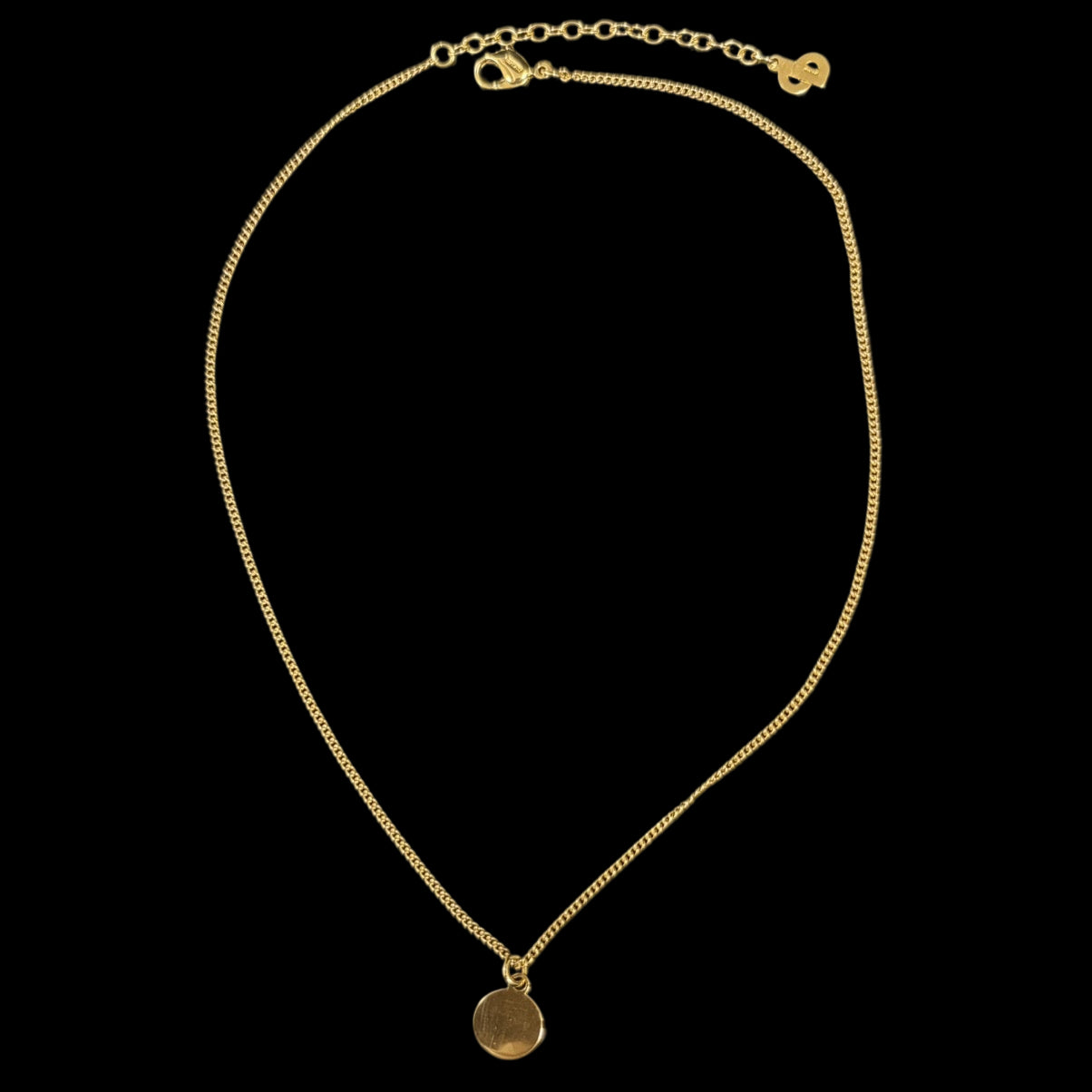 DIOR Gold Alloy Circular Embossed CD Logo Pendant Necklace
