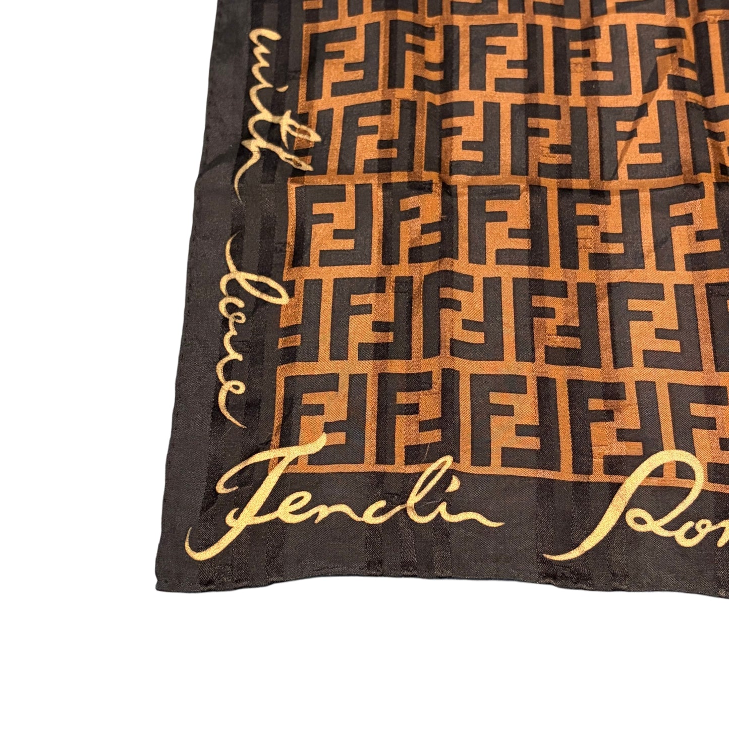 FENDI FF Zucca Logo Scarf Wool Silk Brown/Black