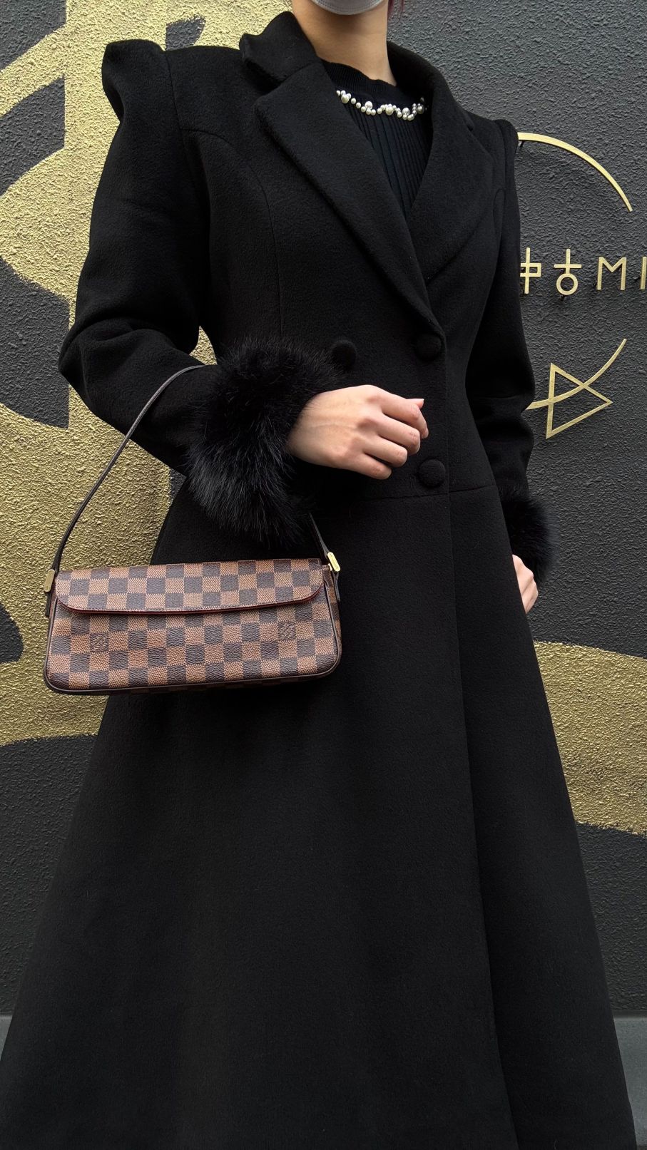 LOUIS VUITTON Recoleta Damier Ebene Handbag, Brown, LV Monogram PVC, Damier Ebene Check Box Shoulder Bag