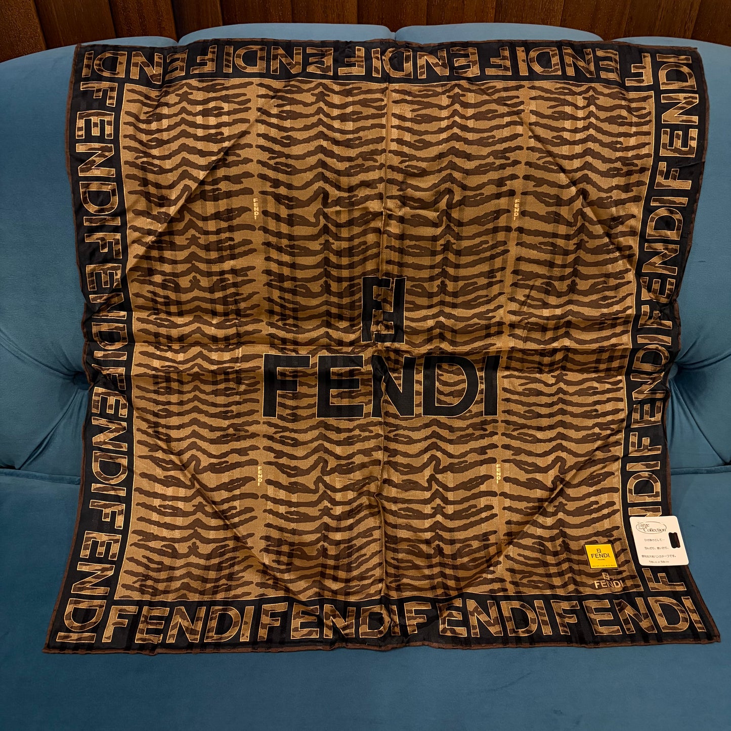 FENDI Zucca Silk Handkerchief Set Brown with Box