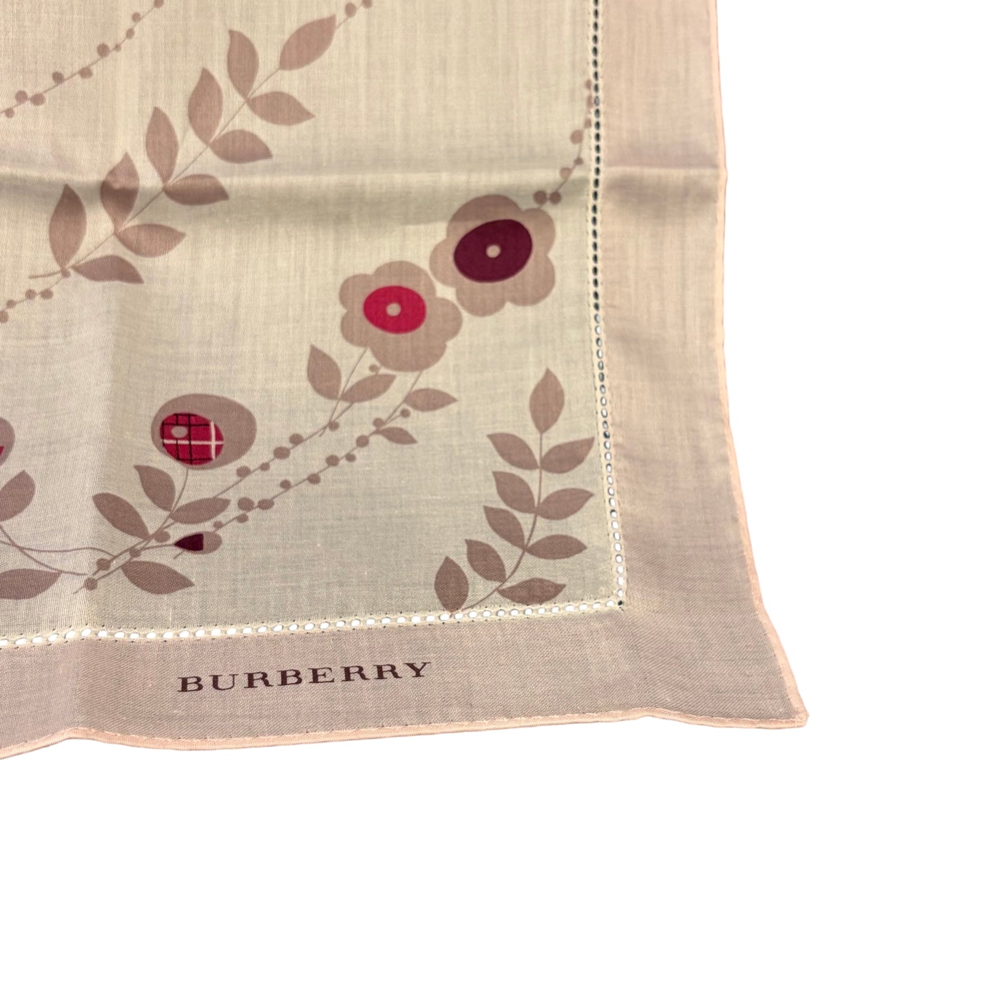 BURBERRY Flower Motif Silk Scarf Pink