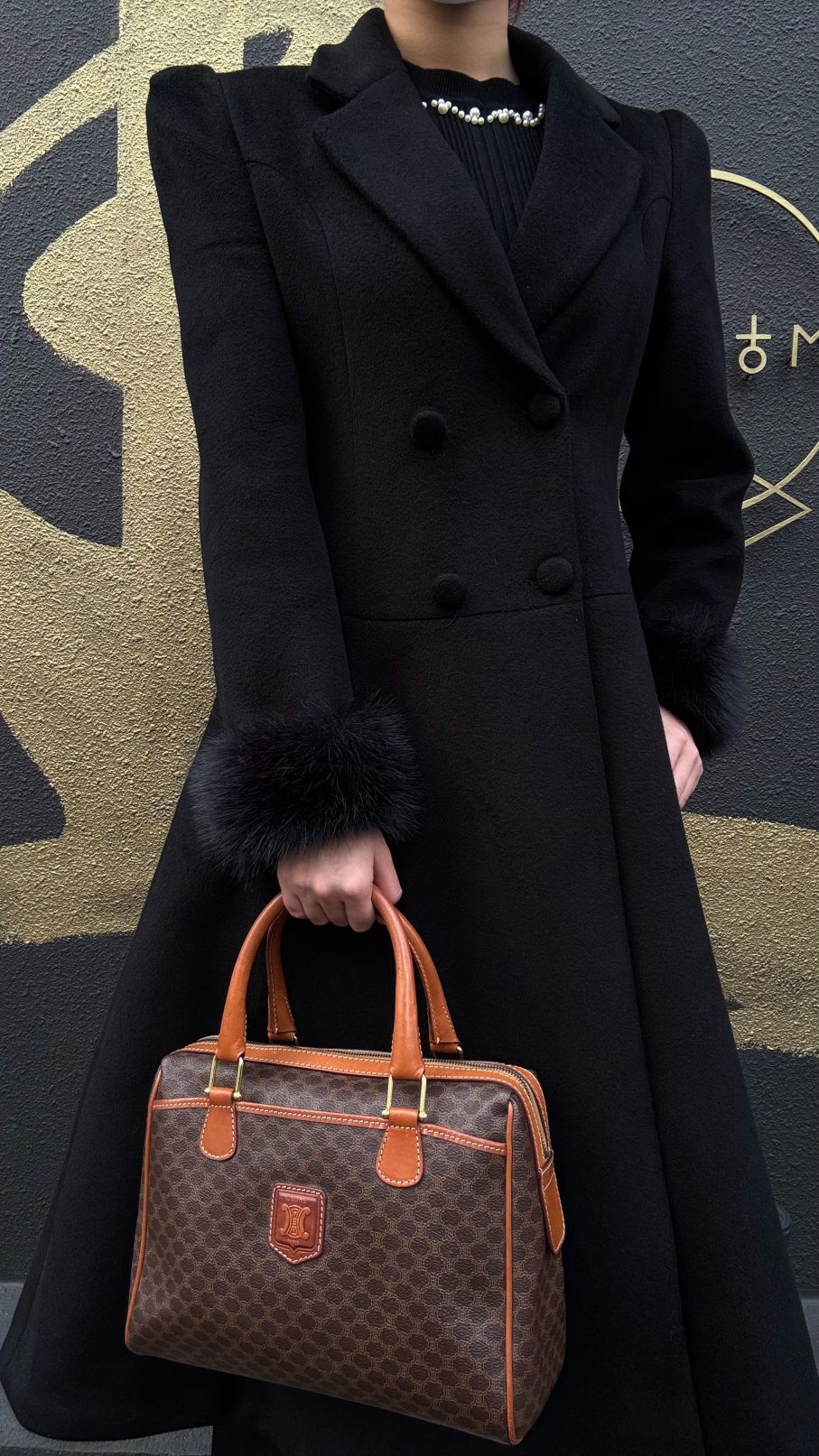 CELINE Macadam Boston Bag, Brown, CELINE Monogram PVC Boston Handbag