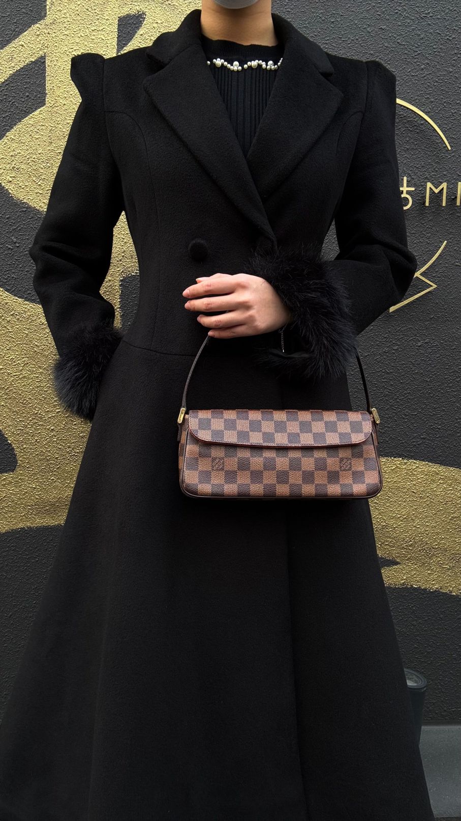 LOUIS VUITTON Recoleta Damier Ebene Handbag, Brown, LV Monogram PVC, Damier Ebene Check Box Shoulder Bag