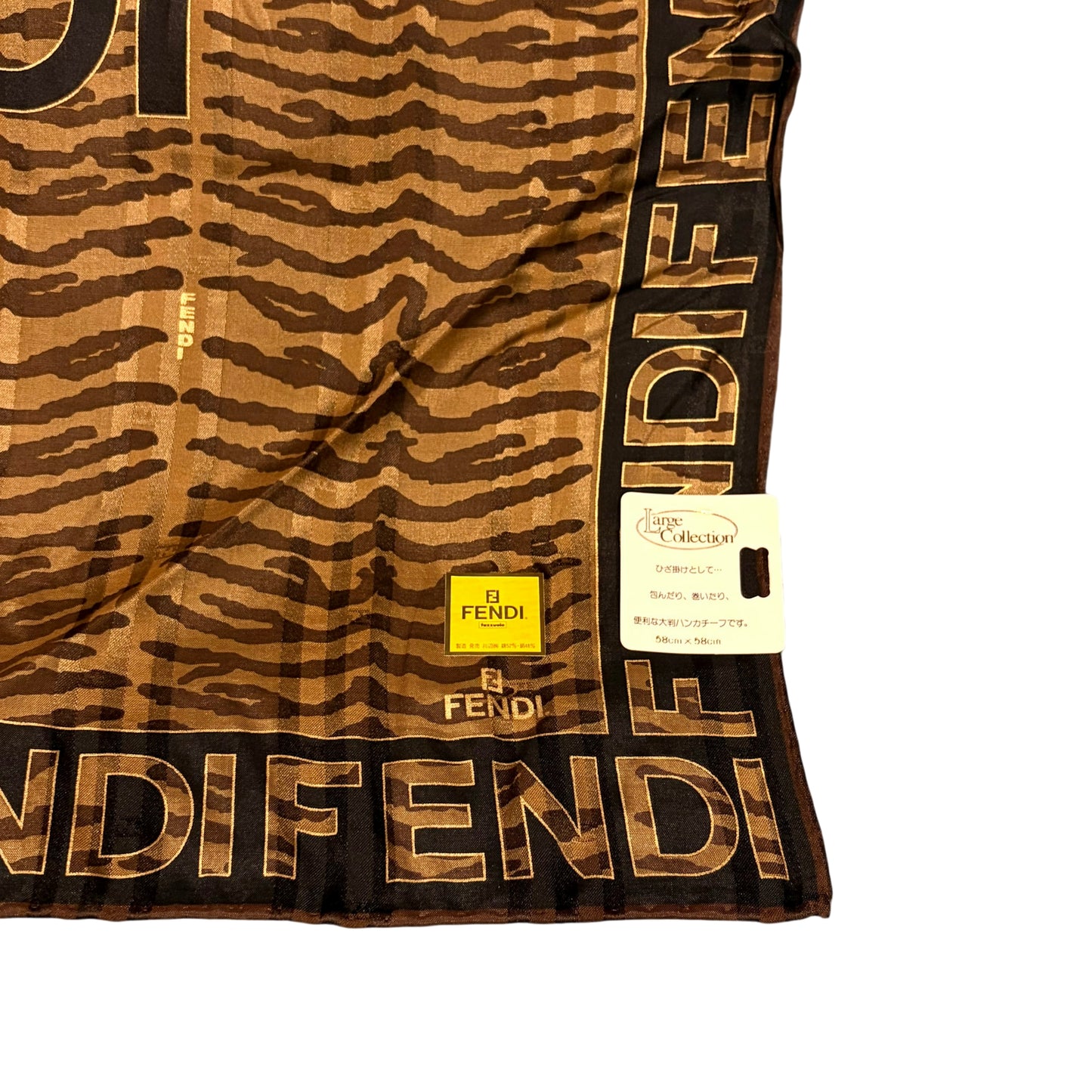 FENDI Zucca Silk Handkerchief Set Brown with Box