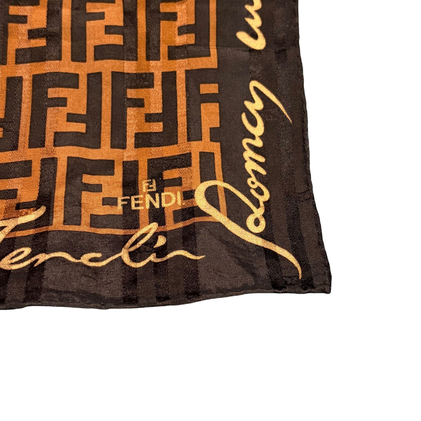 FENDI FF Zucca Logo Scarf Wool Silk Brown/Black