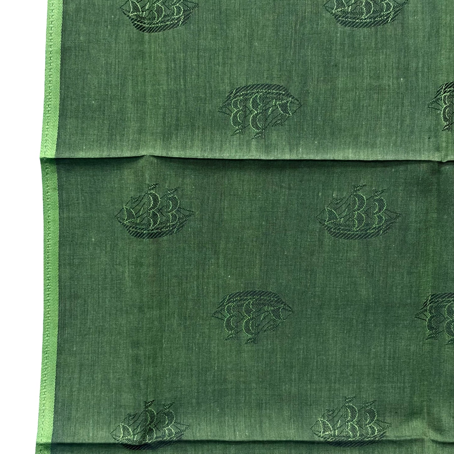 Raoul Bruckert Sailing Pattern Cotton Scarf Green