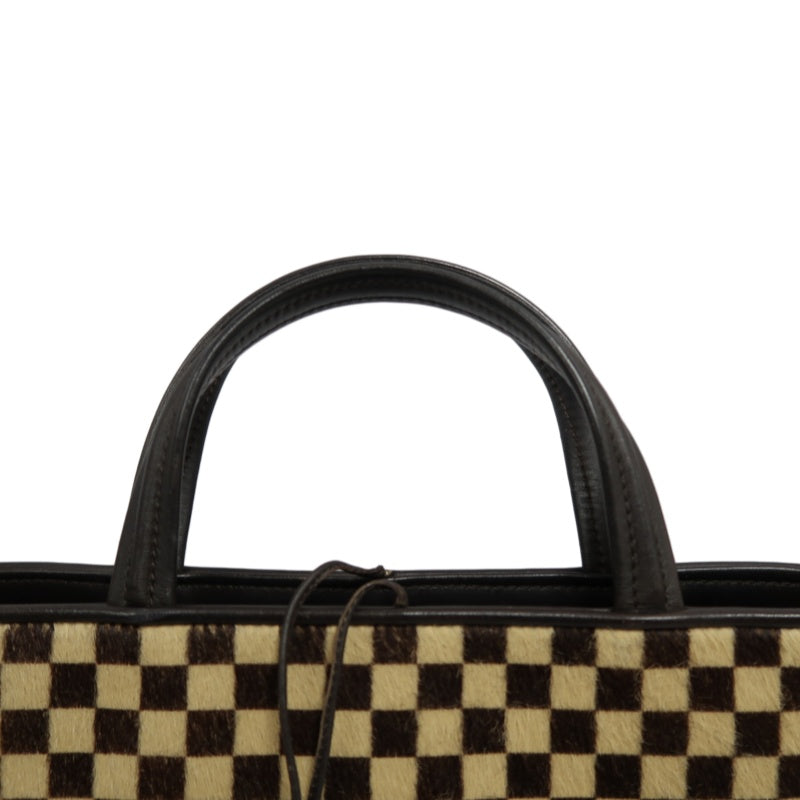 LOUIS VUITTON Impala Damier Sauvage Handbag, Brown, Suede, LV Damier Check, Antelope Fur