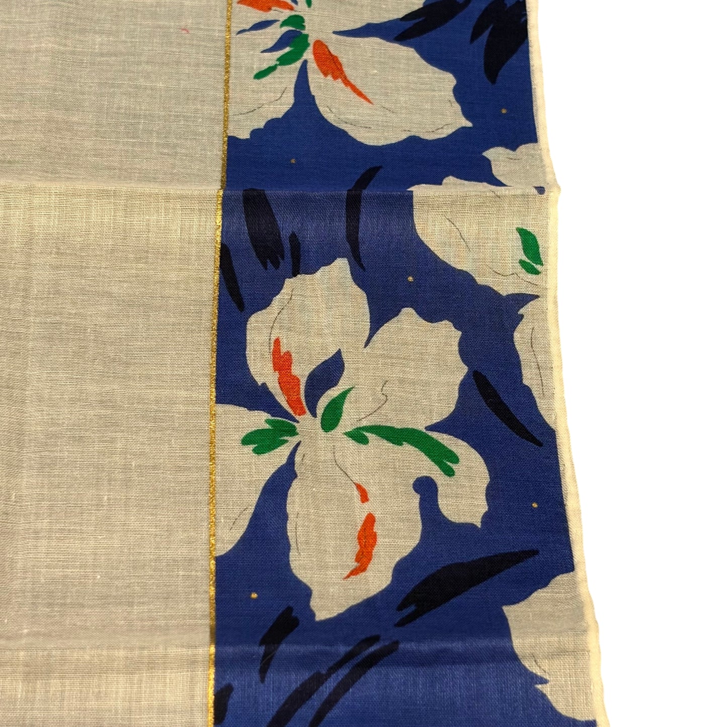 GIVENCHY Givenchy Vintage Floral Print Cotton Handkerchief Blue White Color