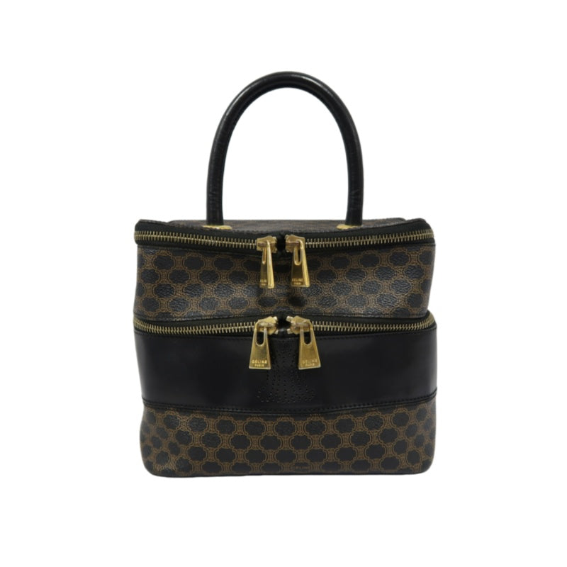 CELINE Macadam Handbag, Brown & Black, PVC (Box Style)